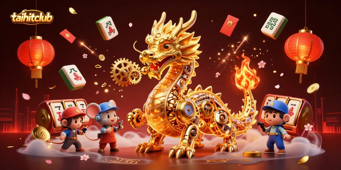 Engage with the vibrant world of taihitclub, featuring a golden dragon amidst lively casino elements.