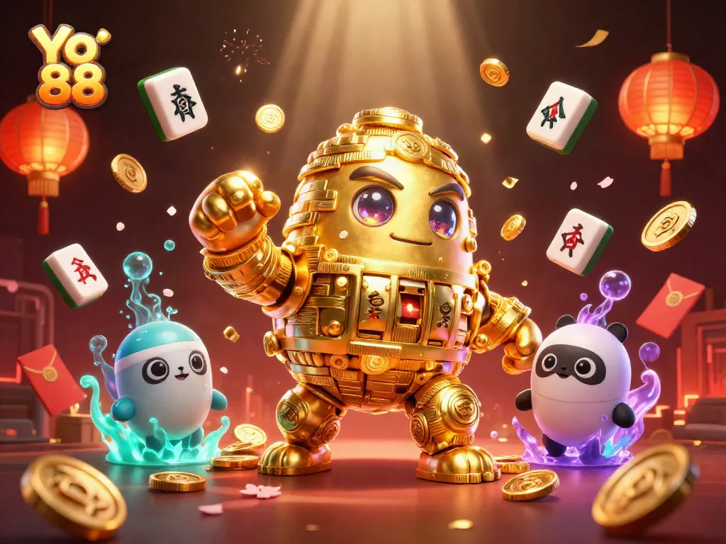 Experience exciting gameplay at Yo 88 with our animated golden golem and vibrant casino elements.