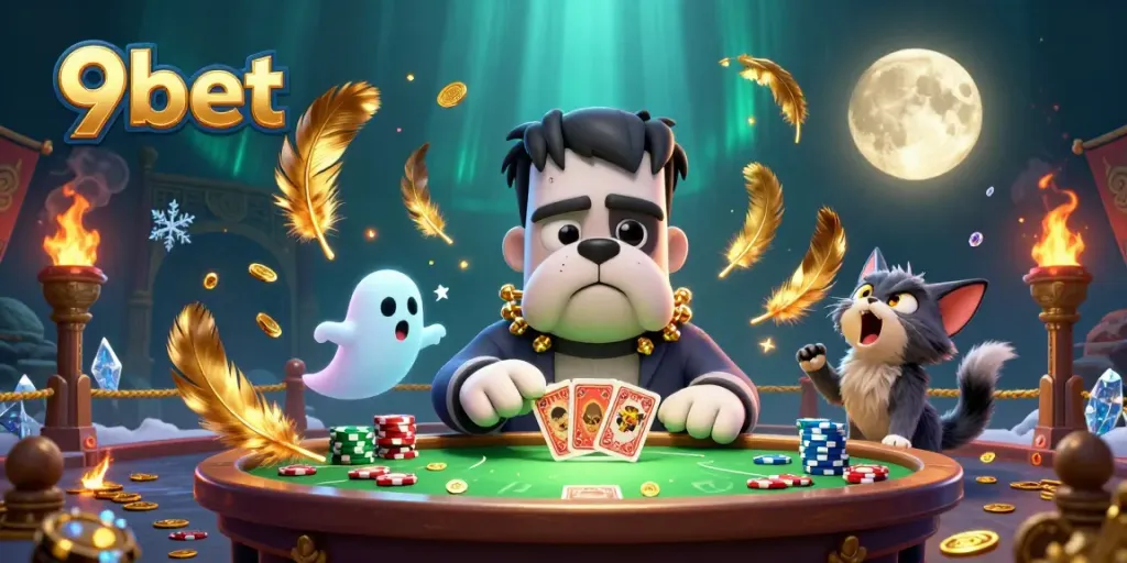 Experience thrilling gameplay with 9bet's unique casino characters in a dynamic 3D scene.