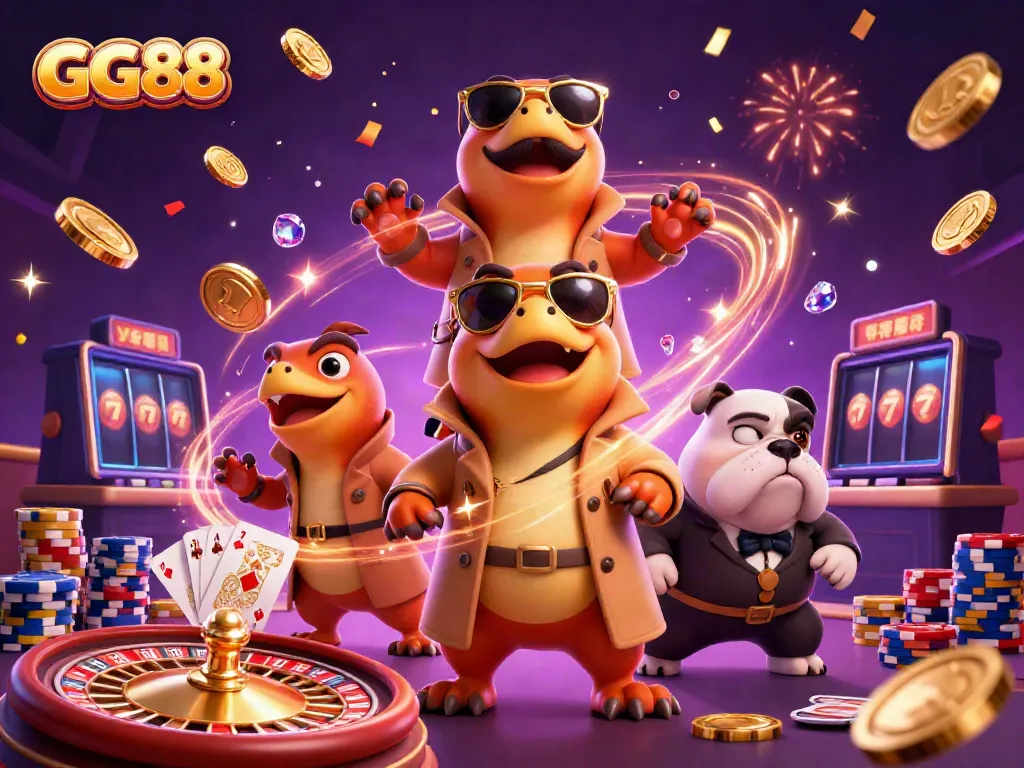 Experience thrilling gameplay at GG88 with dynamic 3D characters and casino elements.