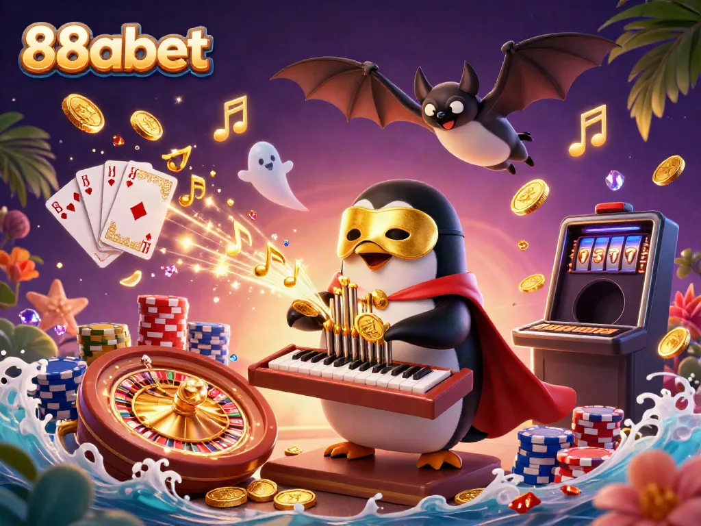 Engage in exciting action with 88abet, featuring whimsical elements of casino gaming and vibrant cartoon characters.