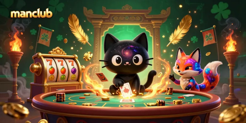 Experience thrilling wins at manclub with a captivating cosmic casino illustration, showcasing a unique game environment.
