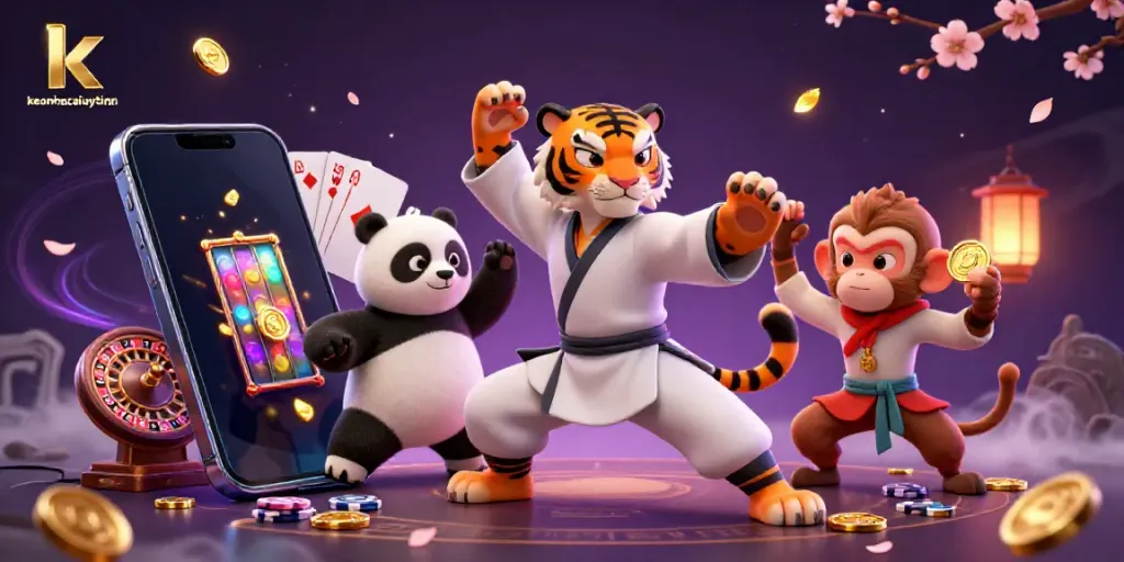 Explore immersive fun in the vibrant world of keonhacaiuytinn where our kung fu tiger and friends engage in thrilling games.