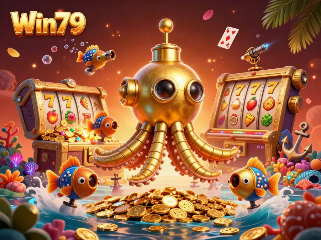 Experience exhilarating winnings with Win79 in a vibrant, gold-filled underwater casino