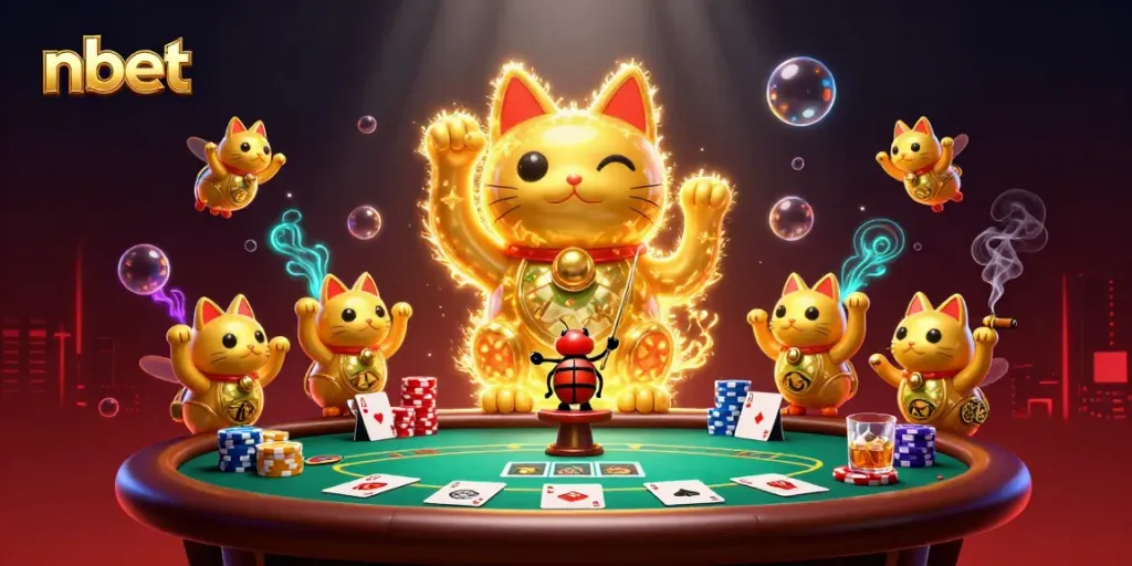 Experience luck and excitement at nbet with a vibrant illustration featuring casino elements.