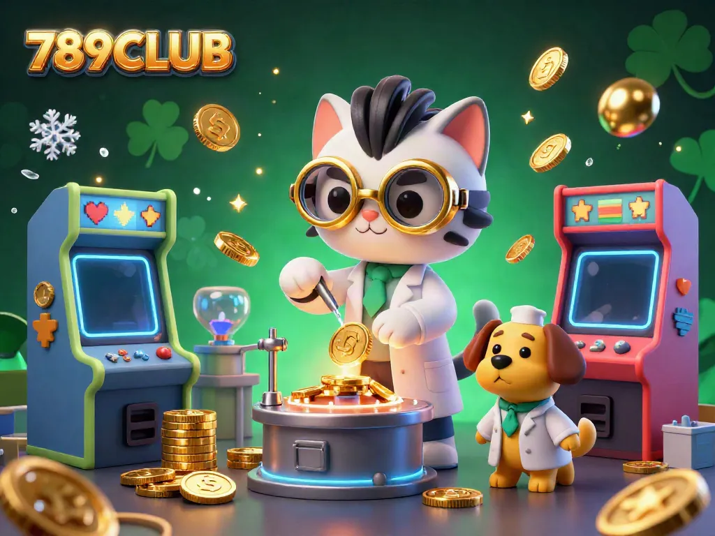 Witness the fun at 789CLUB as a cartoon scientist creates wealth with a gold-replicating machine.